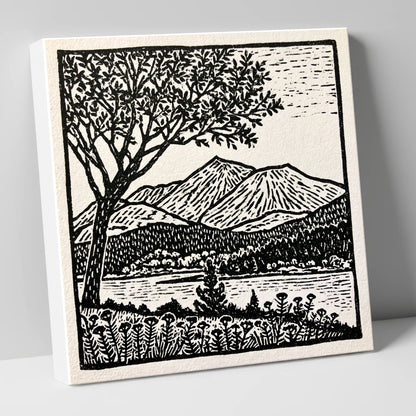 Monochrome Skiddaw and Lake lake district fell canvas wall art