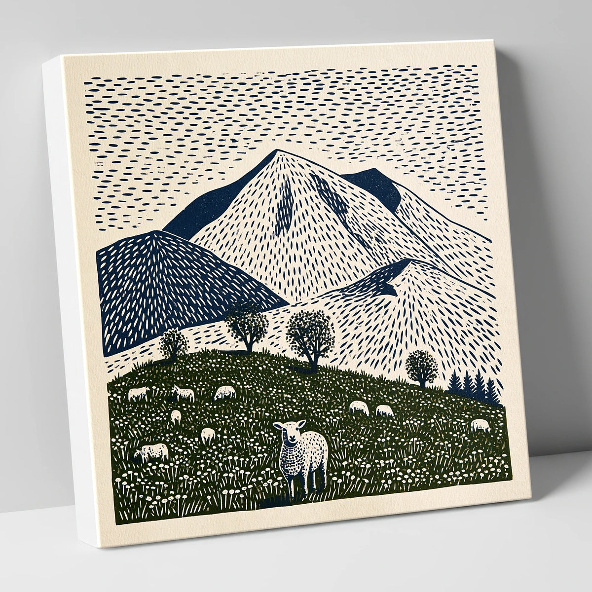 Skiddaw with Grazing Flock lake district fell canvas wall art