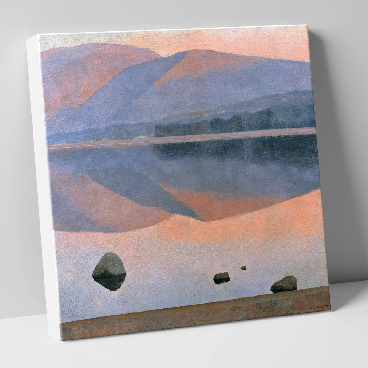 Dusk Fells Reflected on Calm Water lake district lake canvas wall art