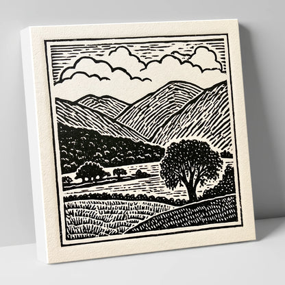 Borrowdale Fells In Striking Monochrome lake district valley canvas wall art