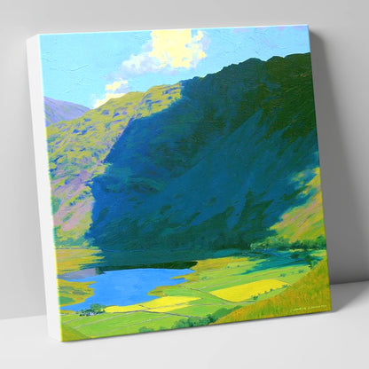 Brock Crags over Sunlit Valley lake district fell canvas wall art