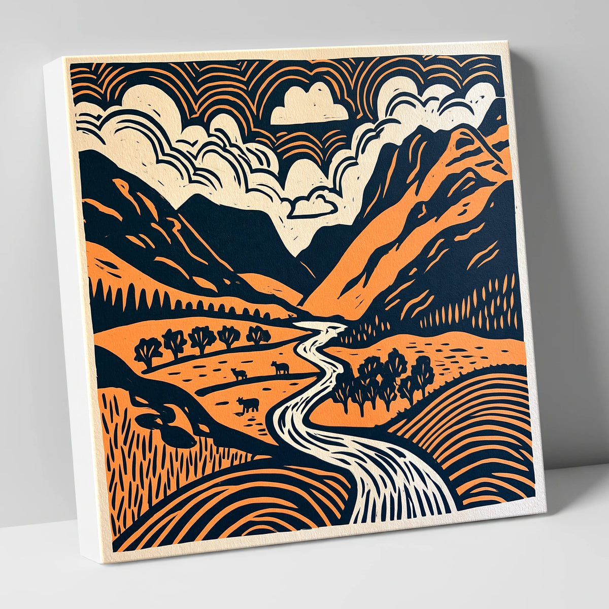 Graphic Great Langdale Valley lake district valley canvas wall art