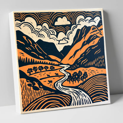 Graphic Great Langdale Valley lake district valley canvas wall art