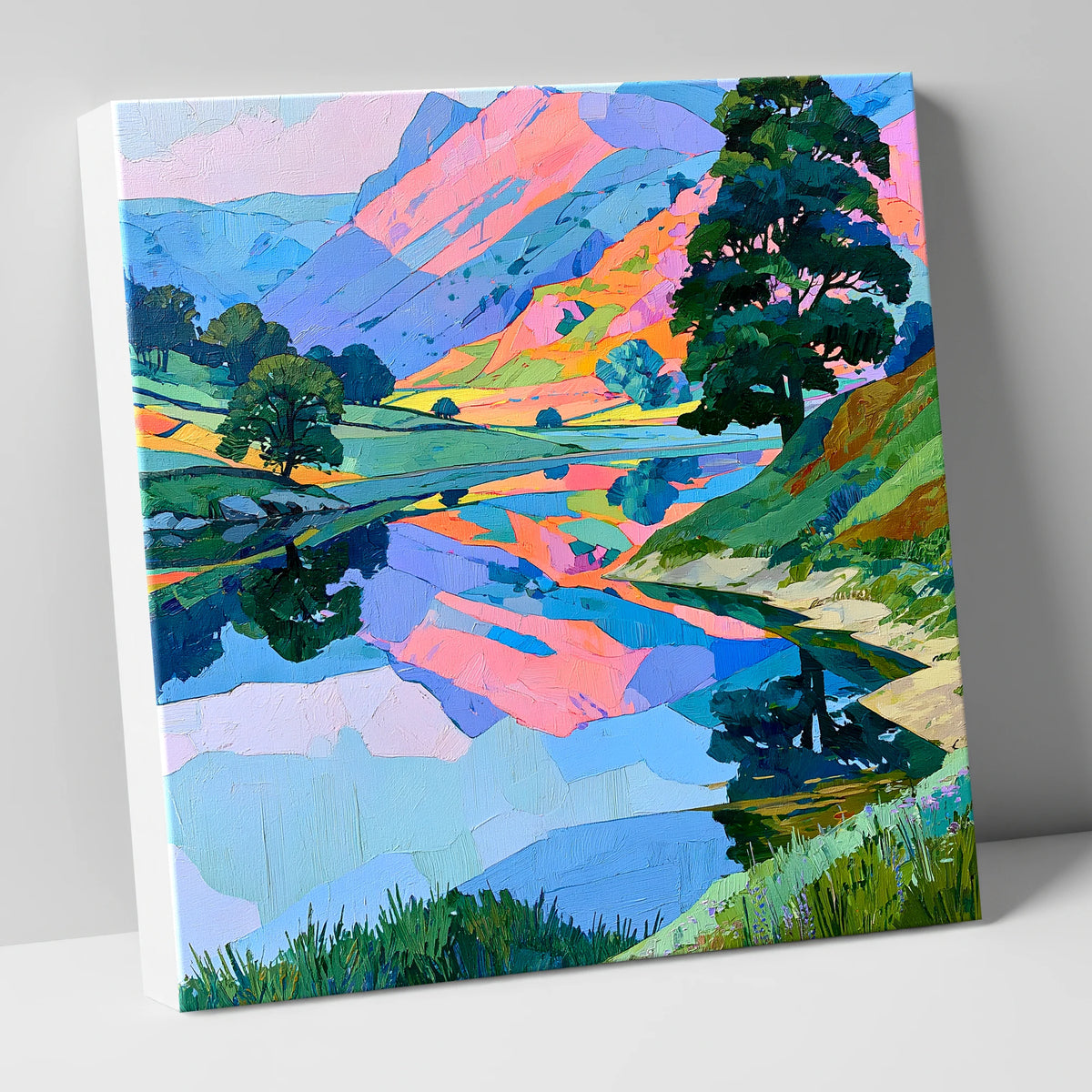 Pastel Fells and Calm Lake Reflections lake district lake canvas wall art