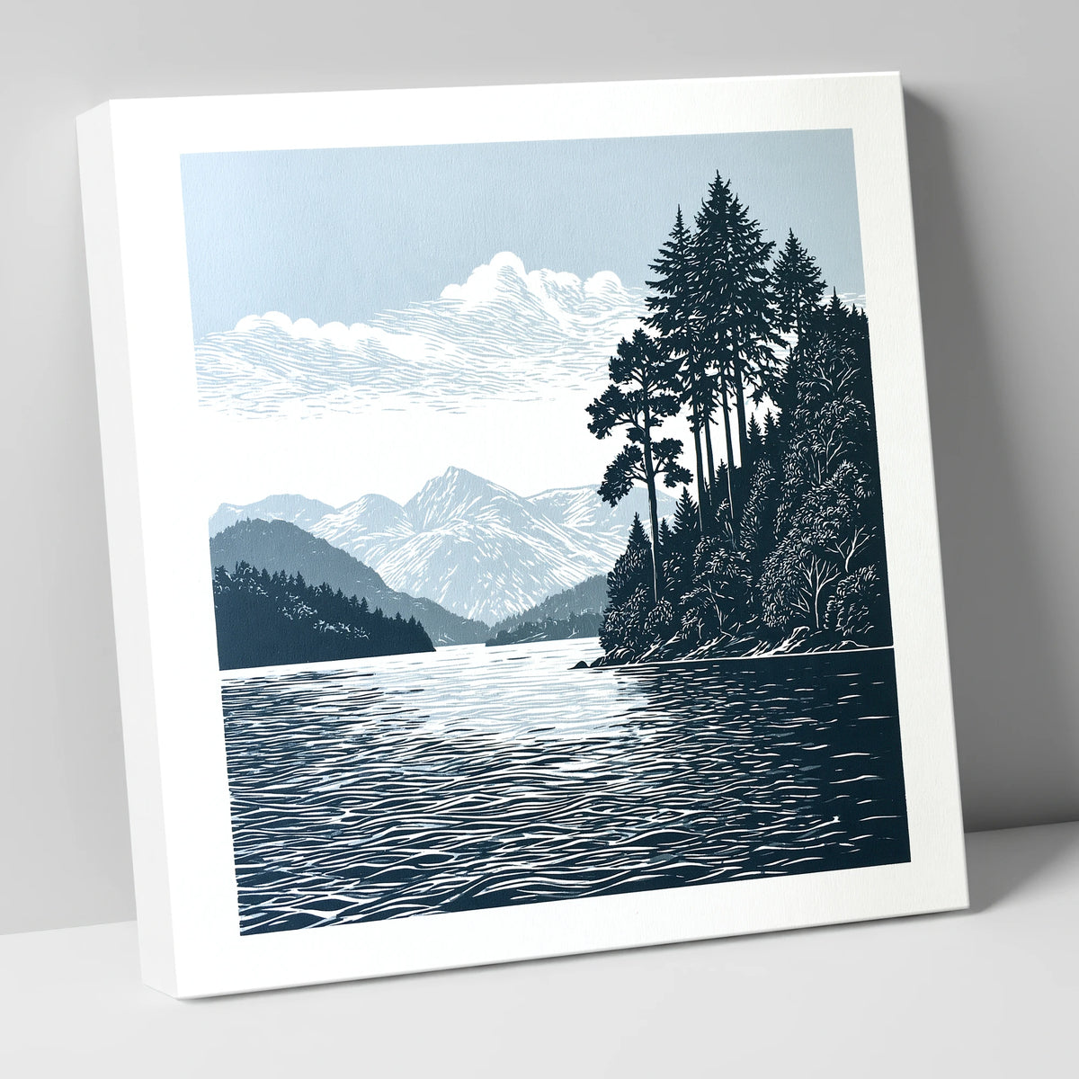 Windermere Shoreline in Deep Navy lake district lake canvas wall art