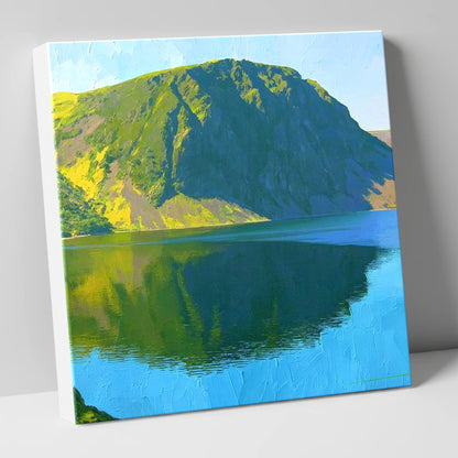 Vibrant Crag Fell Lake Reflection lake district fell canvas wall art