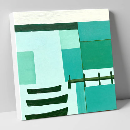 Abstract Teal Windermere Boats lake district lake canvas wall art