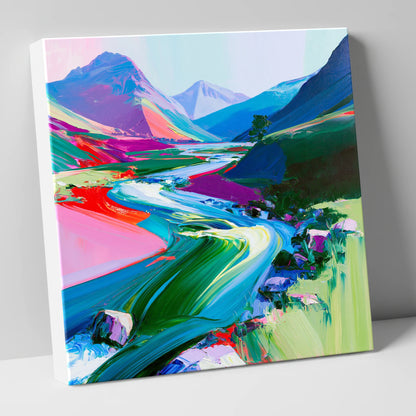 Colourful Rushing Fellside Beck lake district waterfall canvas wall art