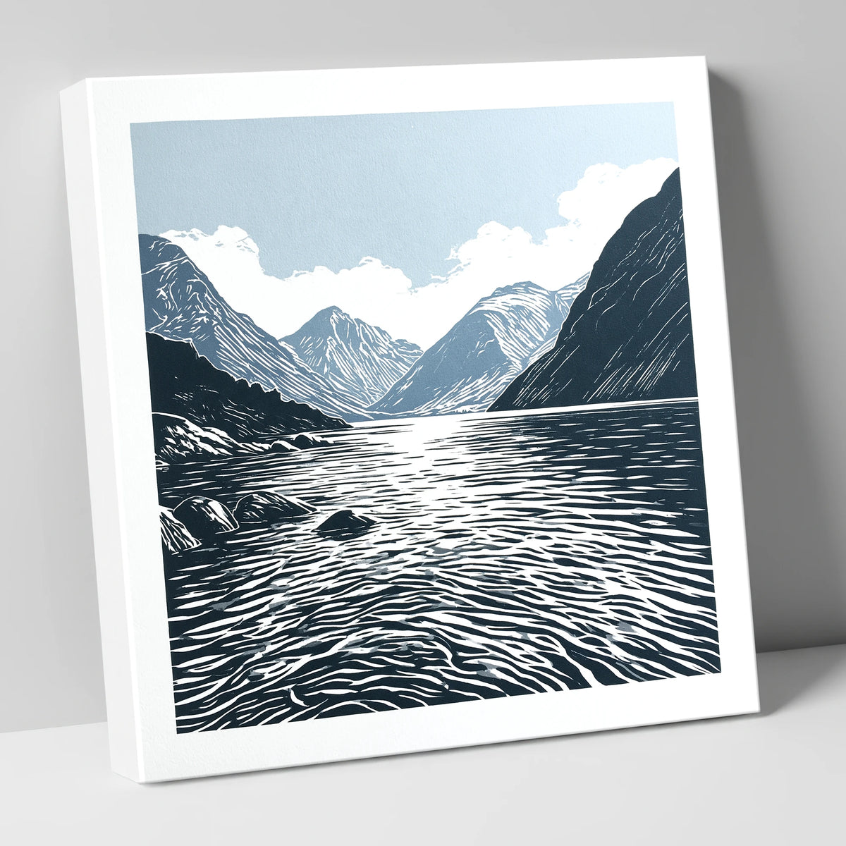 Graphic Navy Wastwater Screes lake district lake canvas wall art