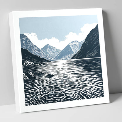 Graphic Navy Wastwater Screes lake district lake canvas wall art