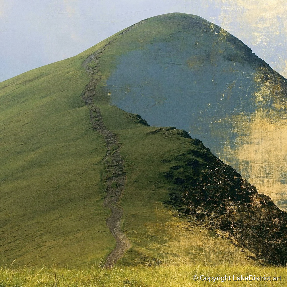 Cat Bells in Burnished Gold - lake district fell art print and canvas by Graham Whitaker A.I