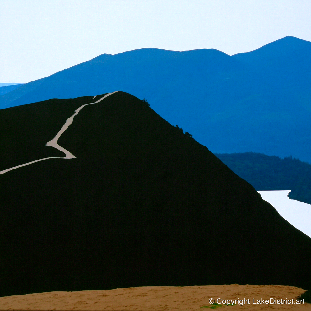 Cat Bells Path In Midnight Blue - lake district fell art print and canvas by Adelaide Calloway A.I