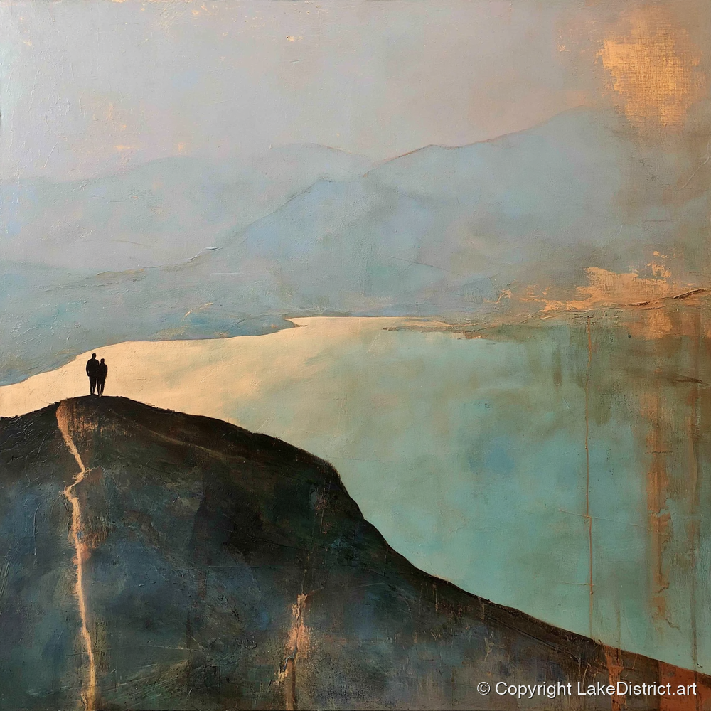Catbells Ridge in Golden Light - lake district fell art print and canvas by Silas Thorne A.I