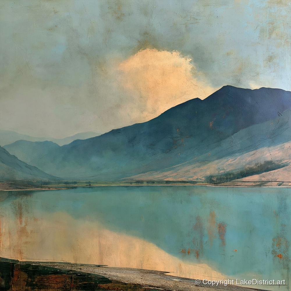 Cloud Break Over Crummock Water - lake district lake art print and canvas by Silas Thorne A.I