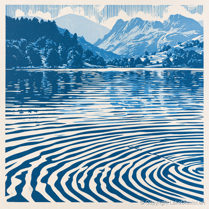 Cobalt Blue Lake at Dawn - lake district lake art print and canvas by Hugh Lancaster A.I