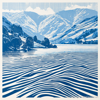 Cobalt Blue Ullswater Fells - lake district lake art print and canvas by Hugh Lancaster A.I