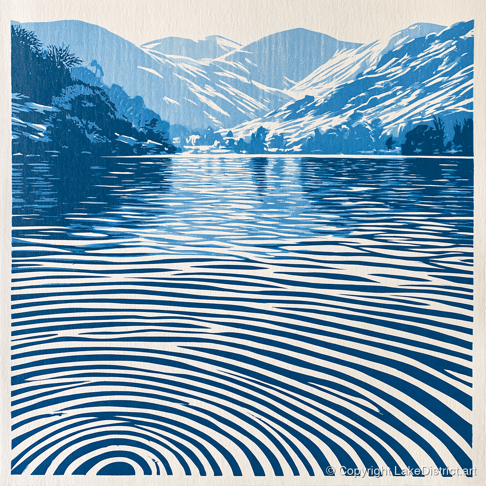 Cobalt Ripples on Dawn Lake - lake district lake art print and canvas by Hugh Lancaster A.I