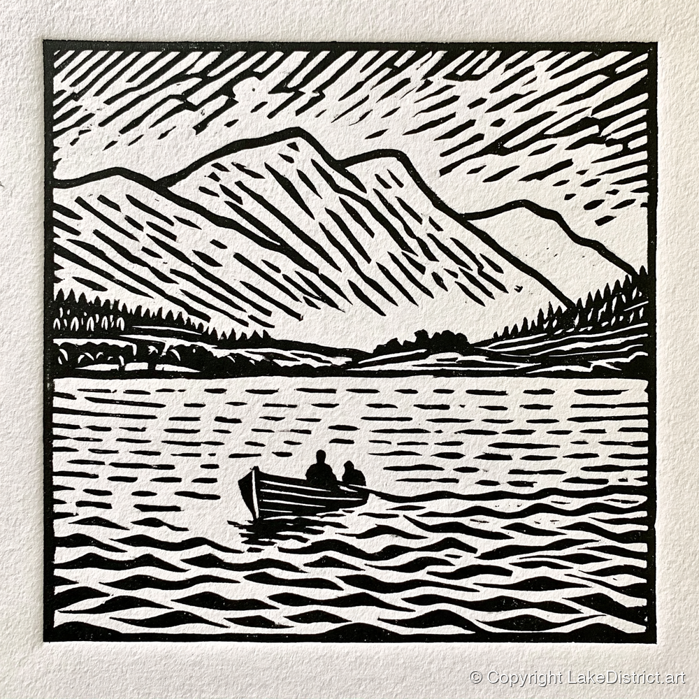 Coniston Water in Bold Monochrome - lake district lake art print and canvas by Isaac Denton A.I