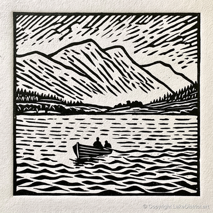 Coniston Water in Bold Monochrome - lake district lake art print and canvas by Isaac Denton A.I