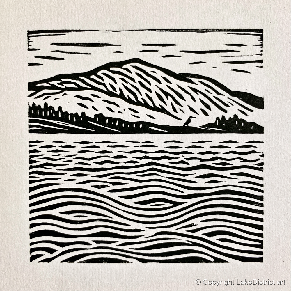 Coniston Water Monochrome Waves - lake district lake art print and canvas by Isaac Denton A.I