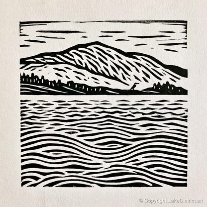 Coniston Water Monochrome Waves - lake district lake art print and canvas by Isaac Denton A.I