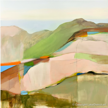 Contemporary Fell Summit View - lake district fell art print and canvas by Eleanor Croft A.I