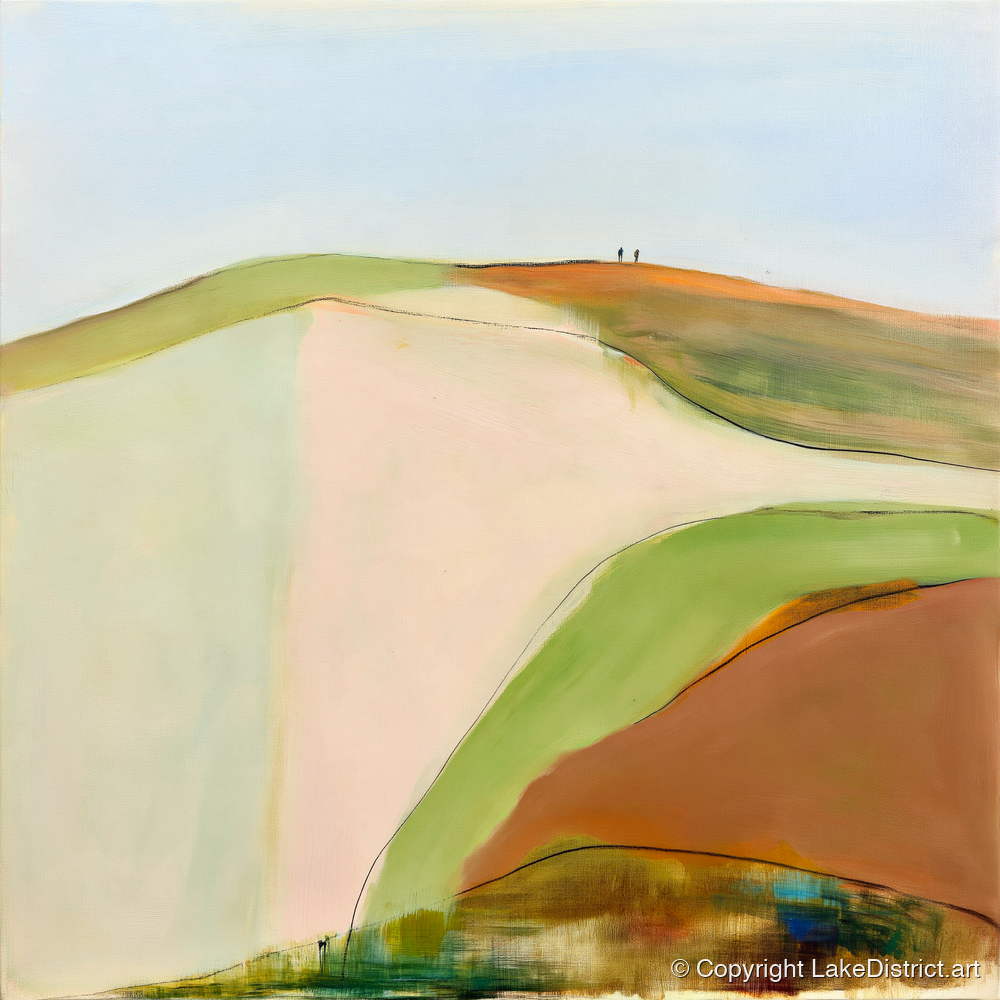 Contemporary Fell Top Walk - lake district fell art print and canvas by Eleanor Croft A.I
