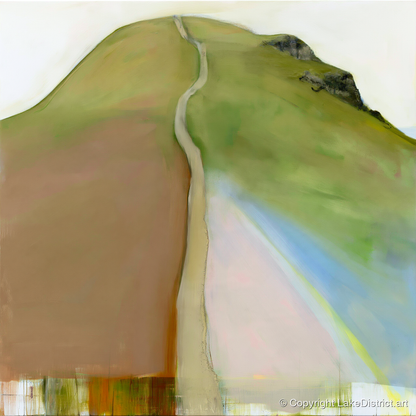 Contemporary Winding Path up Cat Bells - lake district fell art print and canvas by Eleanor Croft A.I