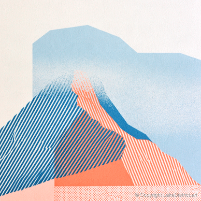 Coral and Blue Mountain Ridge - lake district fell art print and canvas by Elliot Reid A.I