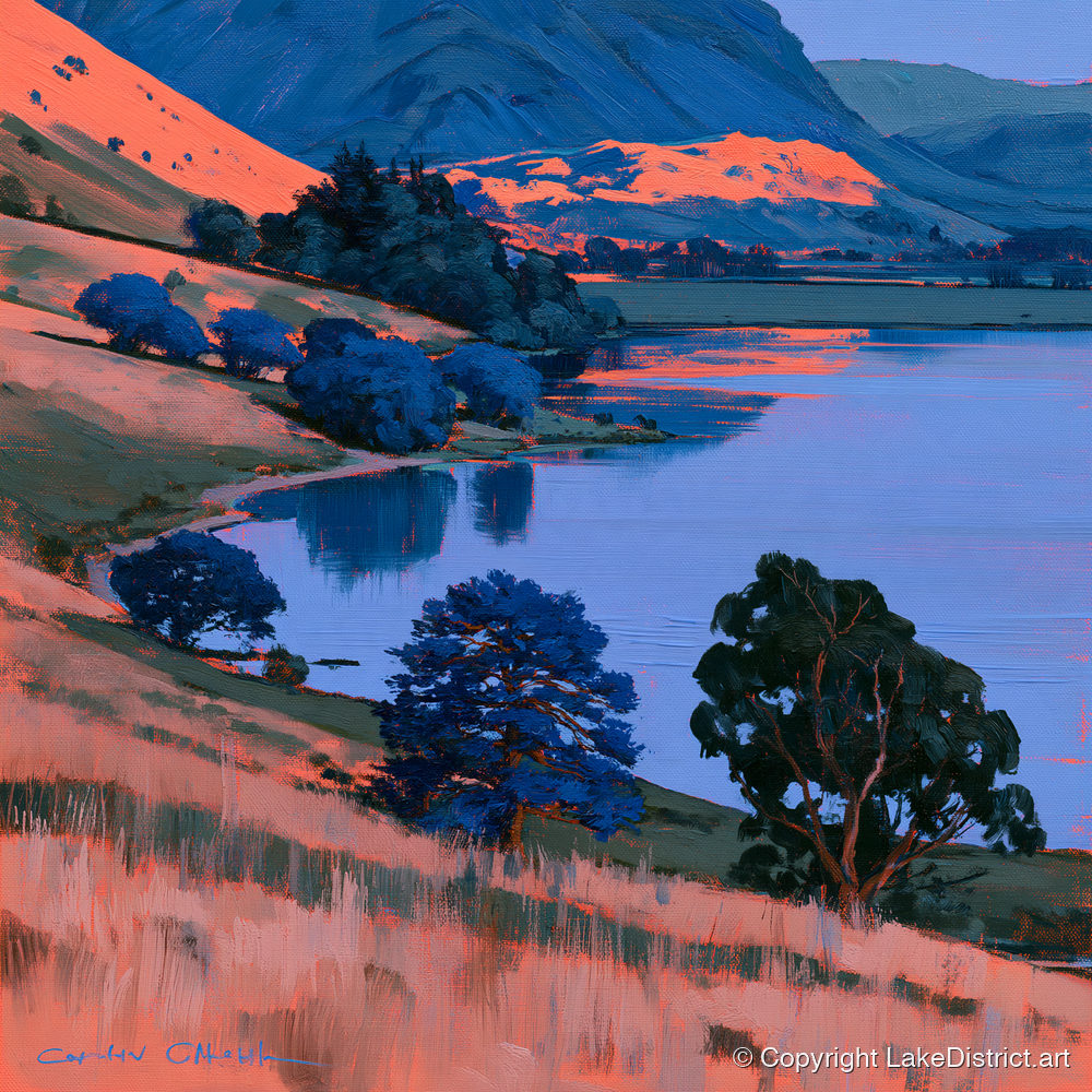 Coral Fells and Blue Lake - lake district lake art print and canvas by Evander Winslow A.I