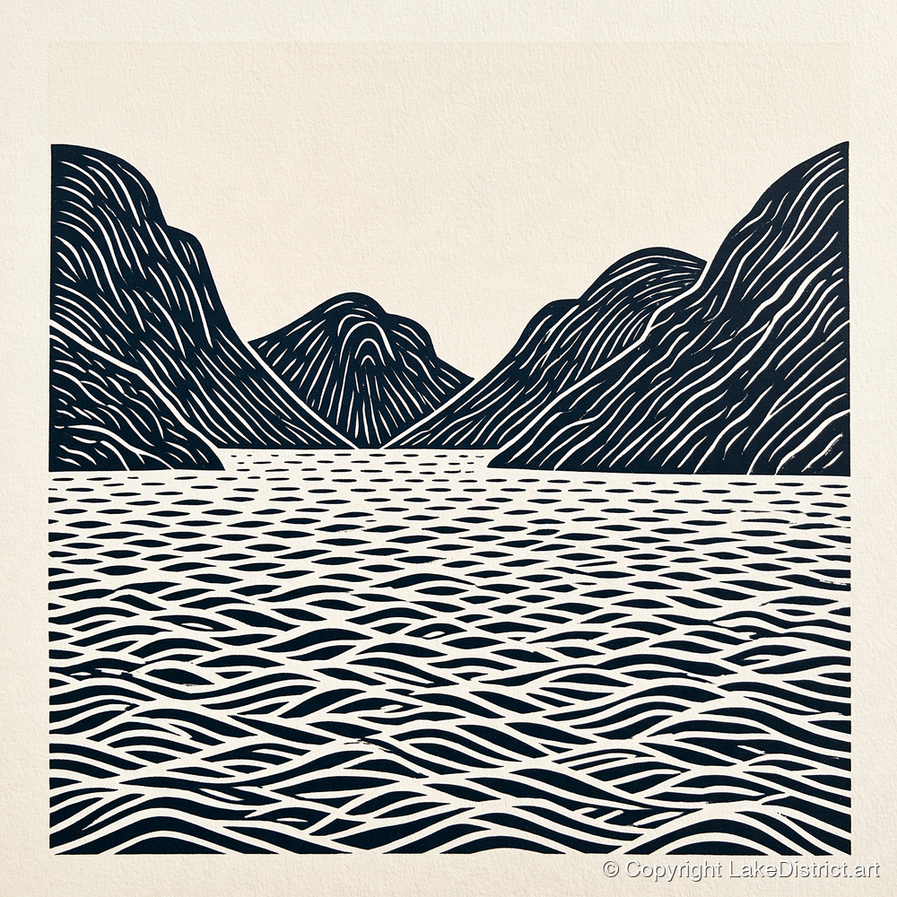 Dark Fells over Wastwater - lake district lake art print and canvas by Reuben Shaw A.I