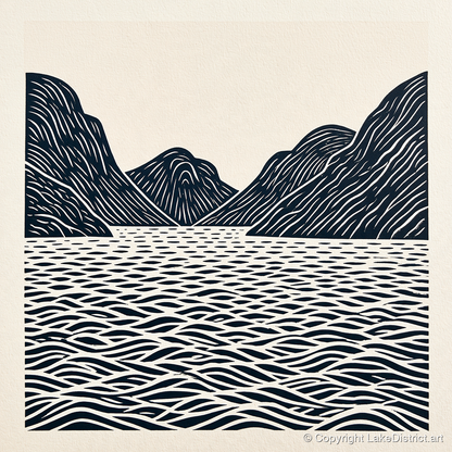 Dark Fells over Wastwater - lake district lake art print and canvas by Reuben Shaw A.I