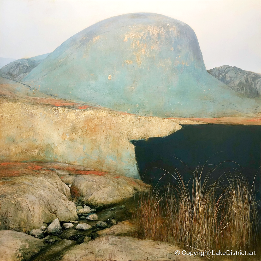 Dark Waters of Styhead Tarn - lake district fell art print and canvas by Silas Thorne A.I