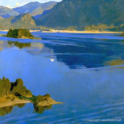 Deep Blue Derwentwater and Catbells - lake district lake art print and canvas by Percival Kent A.I