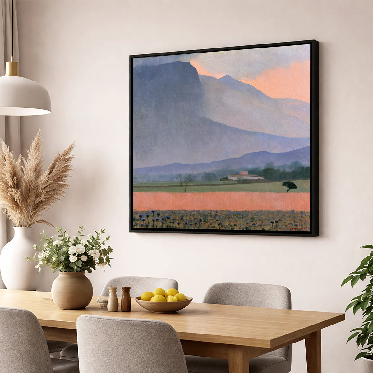 Passing Storm Over Slate Fells lake district sky wall art displayed in a dining room