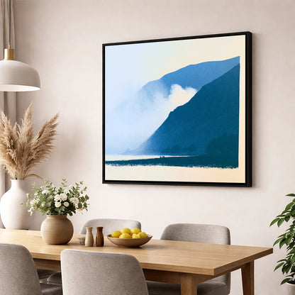 Rolling Fells in Deep Blue lake district fell wall art displayed in a dining room