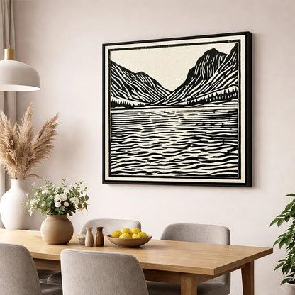 Ennerdale Water in Monochrome lake district valley wall art displayed in a dining room