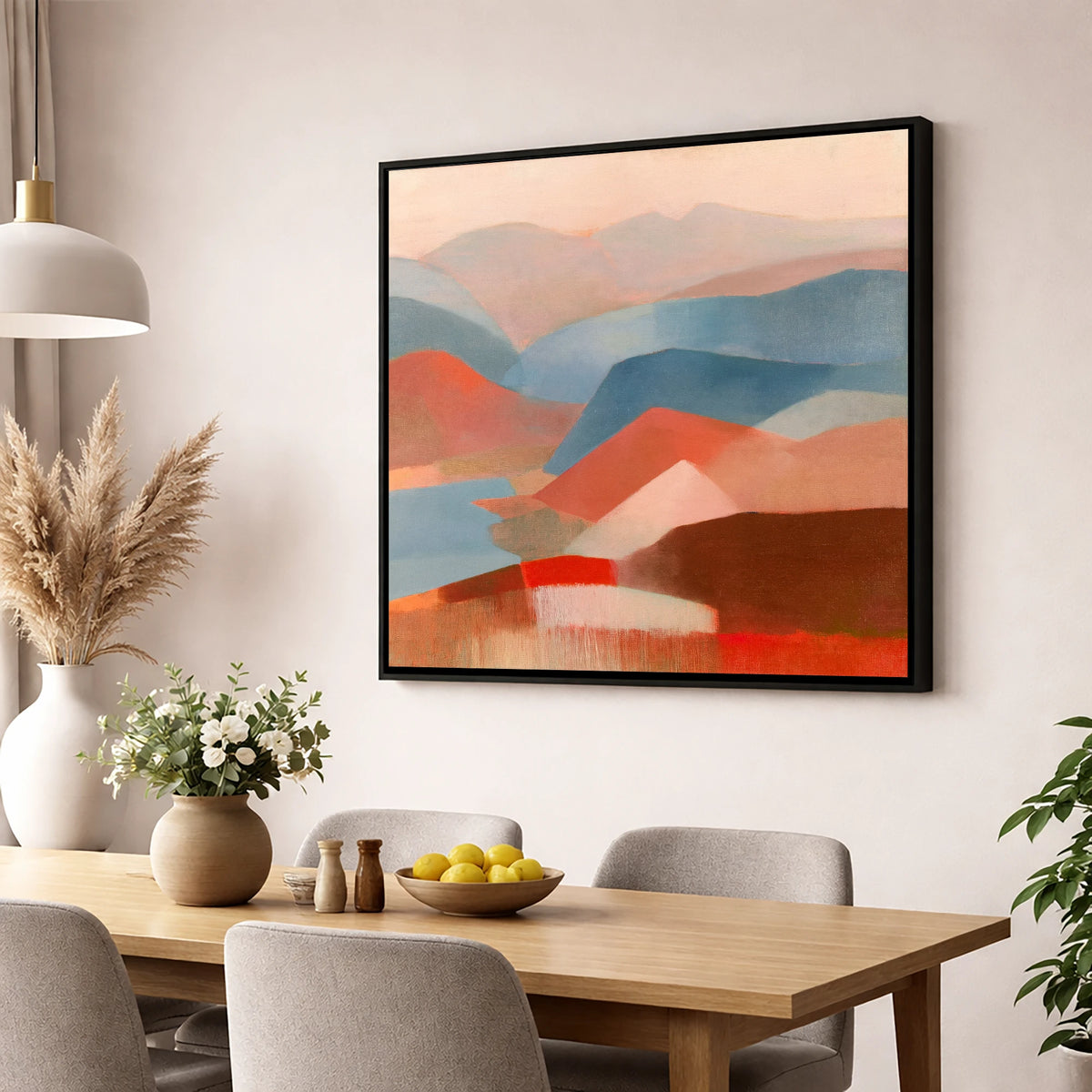 Abstract Fells Summit View lake district fell wall art displayed in a dining room