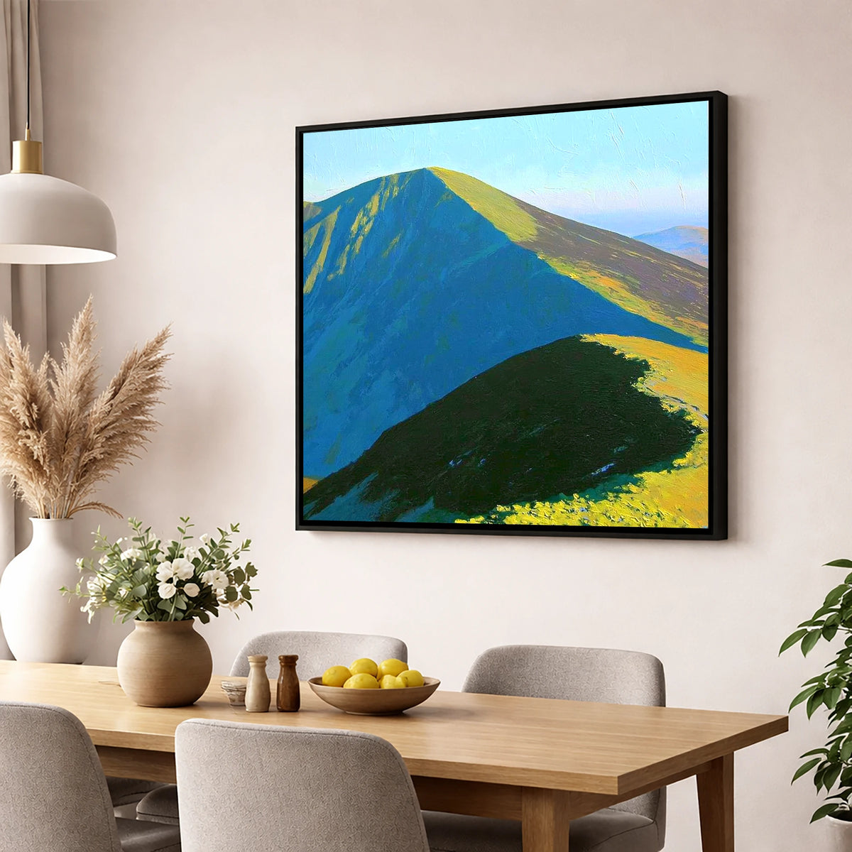 Grisedale Pike in Vibrant Sunlight lake district fell wall art displayed in a dining room