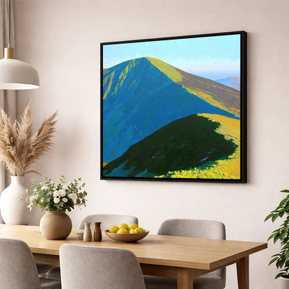 Grisedale Pike in Vibrant Sunlight lake district fell wall art displayed in a dining room