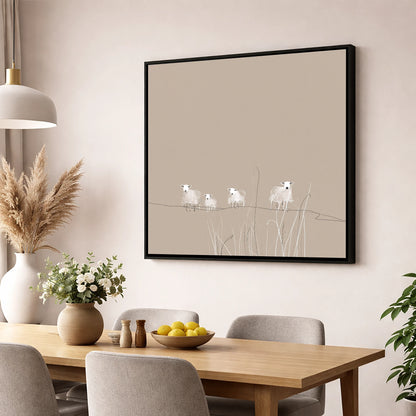 Delicate Herdwick Sheep on Fellside lake district wildlife wall art displayed in a dining room
