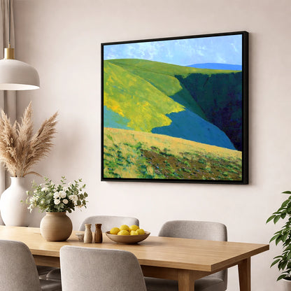 Vibrant Slopes of Meal Fell lake district fell wall art displayed in a dining room