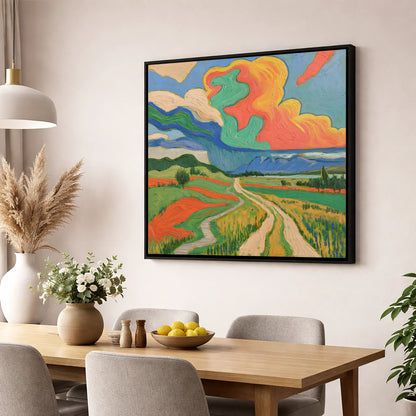Vivid Storm Over the Fells lake district sky wall art displayed in a dining room
