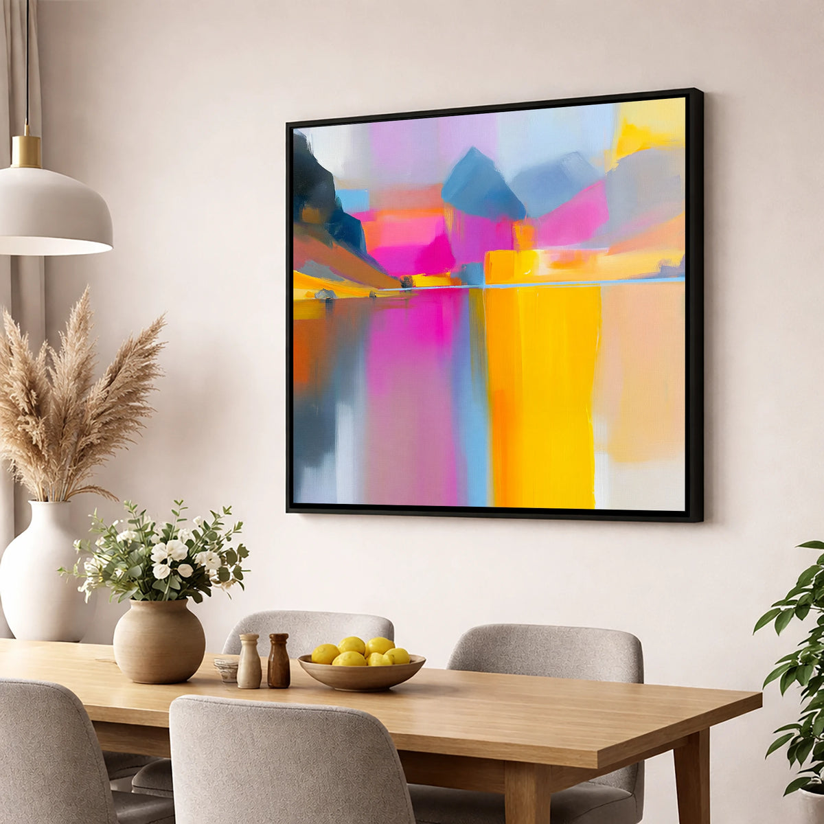 Vibrant Fells Above Loweswater lake district lake wall art displayed in a dining room