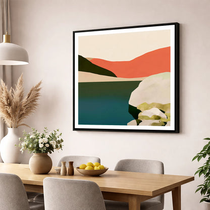 Terracotta Fells at Easedale Tarn lake district lake wall art displayed in a dining room
