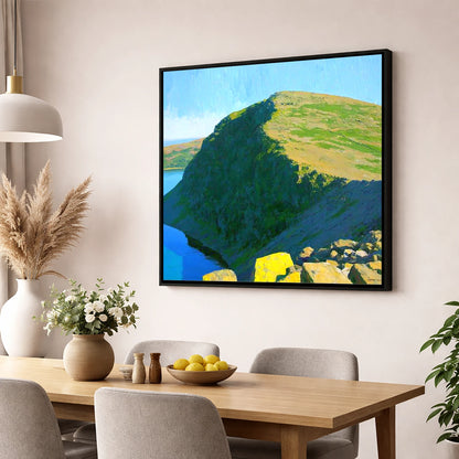 Old Man of Coniston Sunlit Ridge lake district fell wall art displayed in a dining room