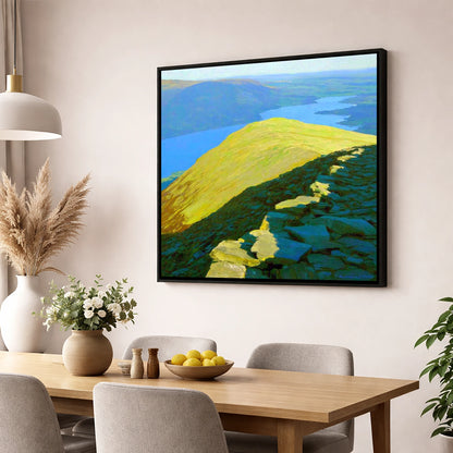 Sunlit Ridge from Heron Pike lake district fell wall art displayed in a dining room