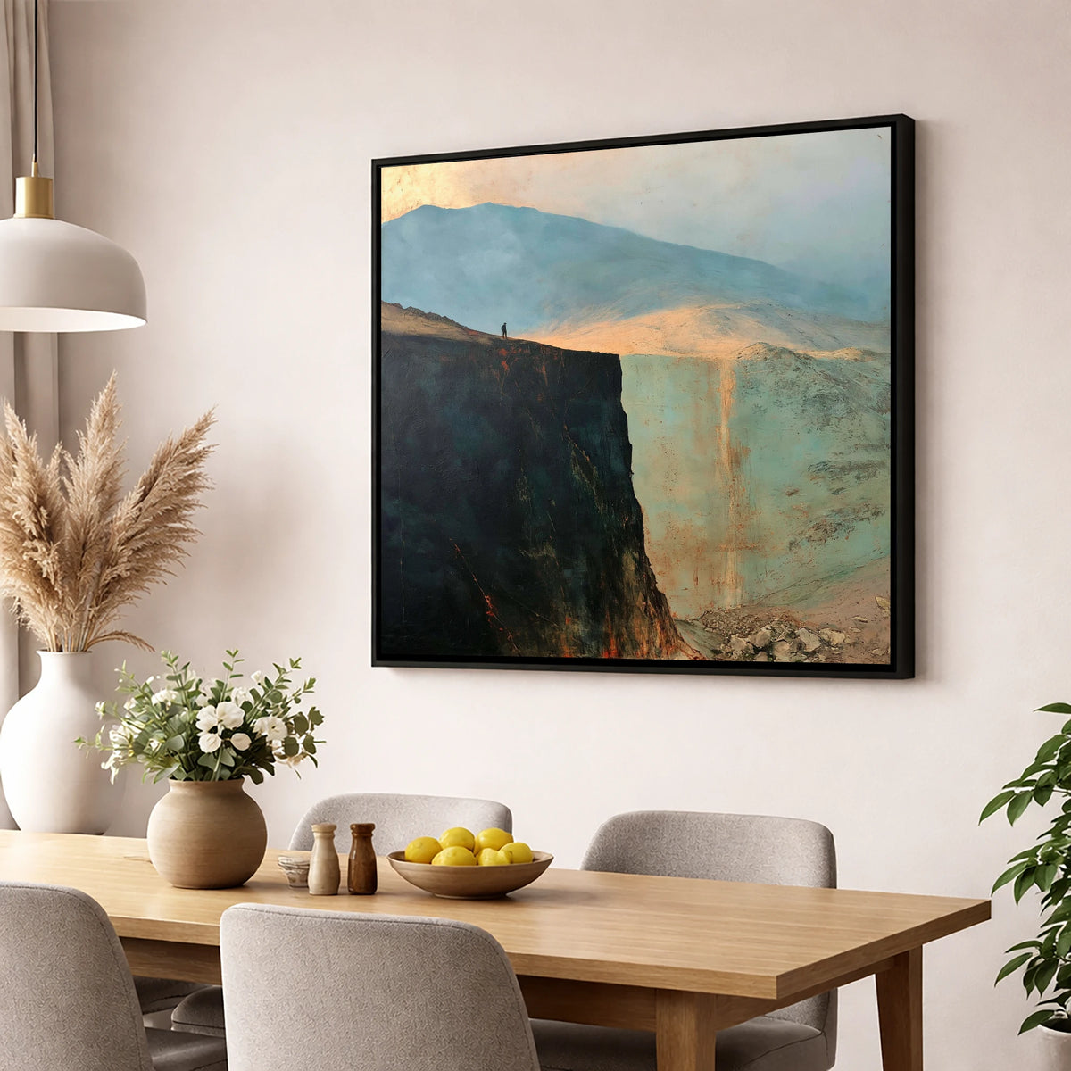 Blencathra Escarpment in Golden Light lake district fell wall art displayed in a dining room