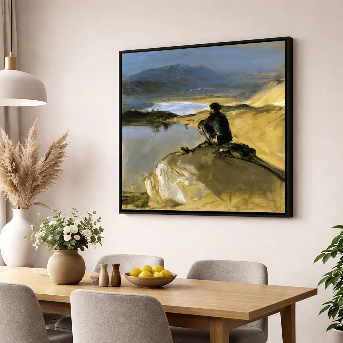 Innominate Tarn Walker in Shadow lake district fell wall art displayed in a dining room