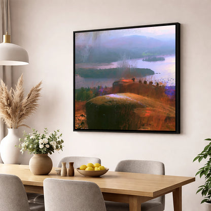 Misty Bowness from Brant Fell lake district village wall art displayed in a dining room